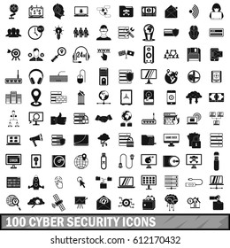 100 cyber security icons set in simple style for any design vector illustration