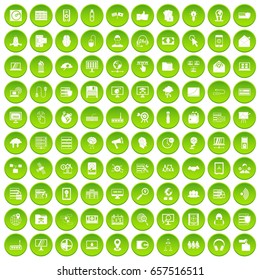 100 cyber security icons set green circle isolated on white background vector illustration