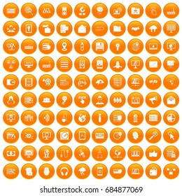 100 cyber security icons set orange