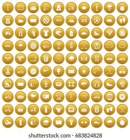 100 cycling icons set gold