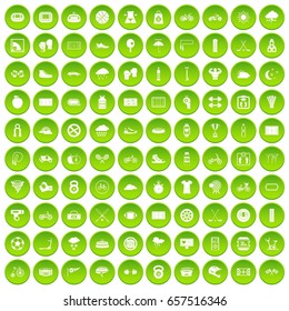 100 cycling icons set green circle isolated on white background vector illustration