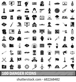 100 danger icons set in simple style for any design vector illustration