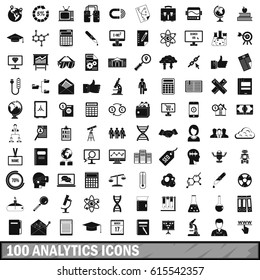 100 data analytics icons set in simple style. Illustration of data analytics icons set isolated vector for any design