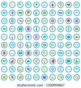 100 data center icons set in cartoon style for any design illustration