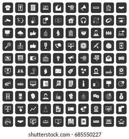 100 data exchange icons set in black color isolated vector illustration