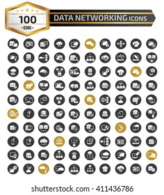 100 Data networking icons,clean vector