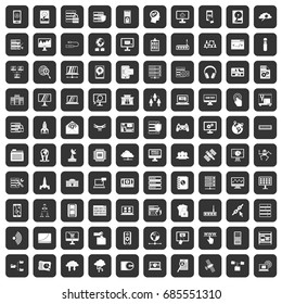 100 database and cloud icons set in black color isolated vector illustration