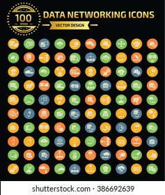 100 Database,Big data,Network icon set,clean vector