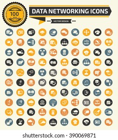 100 Data,networking,database server icon set,clean vector