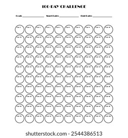 Calendario de desafío de 100 días y planificador de objetivos. Rastreador diario con palabra de motivación y objetivos. Plan tu día, haz que tus sueños sucedan. Rastreador de hábitos. Planificador simple minimalista.