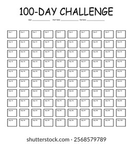 100 Day challenge calendar and goal Planner. Daily tracker with motivation word and goals. Plan your day make dream happen. Habit Tracker. Minimalist simple planner.