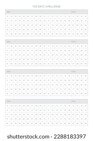 100 Day Challenge plantilla de diseño en un estilo moderno, sencillo y minimalista. Ilustración de plantilla de documento de planificador, de notas, de programadores, de diarios, de calendarios y de planificadores.