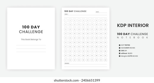 100 Day Challenge Printable Fitness Goal Setting Ideas Progress Tracker Chart 