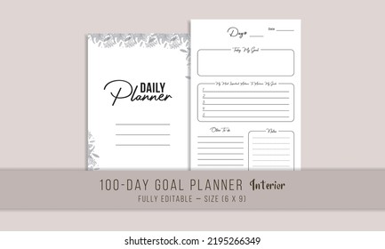 100 Day Goal Planner Daily Planner Interior Design