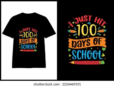 100 day of school colorful T-shirt design vector for print on demand ,Hundred day of school shirt ideas