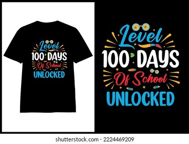 100 day of school colorful T-shirt design vector for print on demand ,Hundred day of school shirt ideas