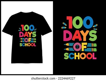 100 day of school colorful T-shirt design vector for print on demand ,Hundred day of school shirt ideas