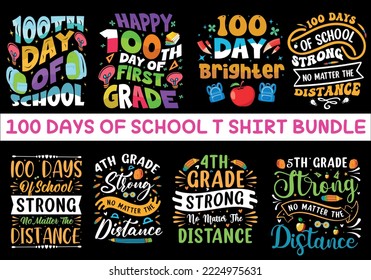 100 day of school colorful t-shirt design vector for print on demand