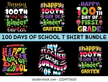 100 day of school colorful t-shirt design vector for print on demand