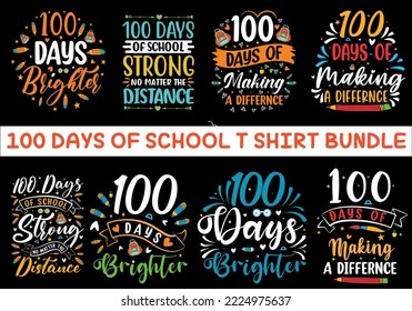 100 day of school colorful t-shirt design vector for print on demand