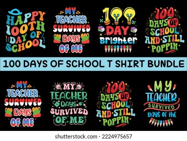 100 day of school colorful t-shirt design vector for print on demand