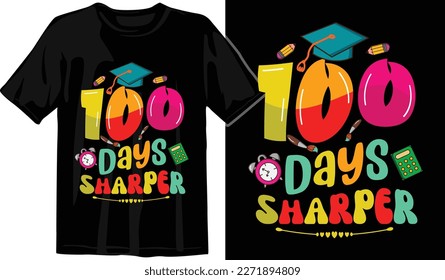 100 Days of Awesome T-Shirt Design. Funny T-Shirt Design. School T-Shirt. 100 Days Smarter T-Shirt. 100 Days Celebration T-Shir design