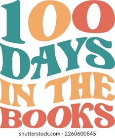 100 days in the books Greeting Card Template With Hand-Drawn Lettering And Simple Illustration For Cards,Retro Design