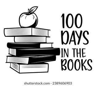 100 Days in the books  Svg,100 Day School,Teacher,Football,Unlocked Gamer,rocked,Girls,happy,Kindergarten Life svg