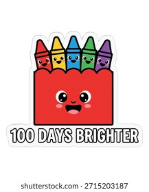 100 Tage heller süßer Stift Box Vektor Illustration Schule Kunst.
