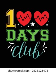 100 Days Club Graphic Design Vector Illustration for Fun Classroom Activities, Kids, Teachers, Learning, Education, School Milestones Celebration, Student Achievement Poster Design