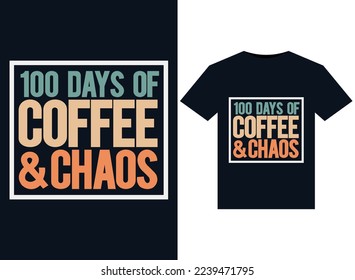 100 Days Of Coffee Chaos illustrations for print-ready T-Shirts design