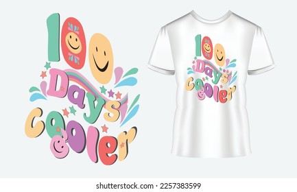 100 Days Cooler t-shirt design vector Tshirt. 100 days T-shirt design