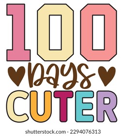 100 days cuter  T shirt design Vector File