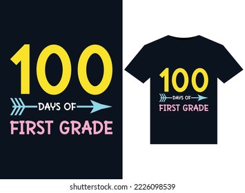 100 Days Of First Grade illustrations for print-ready T-Shirts design
