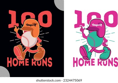 100 Tage Heimlauf, T-Shirt-Design, Baseball-t-Shirt-Design; Sporthemddesign; Baseballmänndesign; Wild-T-Shirt