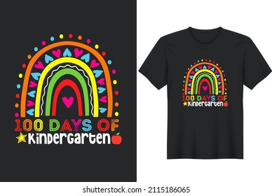 100 Days Of Kindergarten T-Shirt Design, Posters, Greeting Cards, Textiles, and Sticker Vector Illustration