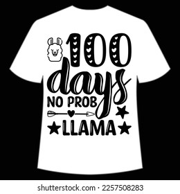 100 days no prob llama t-shirt Happy back to school day shirt print template, typography design for kindergarten pre k preschool, last and first day of school