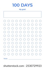 Planificador de 100 días. Plantilla de lista de comprobación.