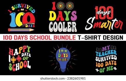 100 días de escuela paquete de regalo para profesor de camiseta 100 días camisa más inteligente diseño vector Eps