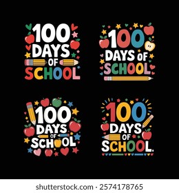 100 days of school bundle t shirt design