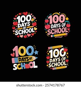 100 days of school bundle t shirt design