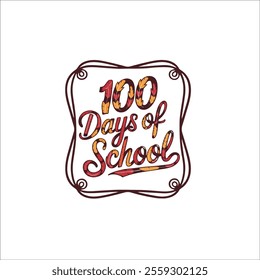 100 Days of School Celebration Design with Vibrant Colors
Playful '100 Days of School' Retro-Style Illustration
