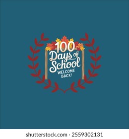 100 Days of School Celebration Design with Vibrant Colors
Playful '100 Days of School' Retro-Style Illustration
