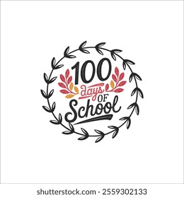 100 Days of School Celebration Design with Vibrant Colors
Playful '100 Days of School' Retro-Style Illustration
