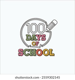 100 Days of School Celebration Design with Vibrant Colors
Playful '100 Days of School' Retro-Style Illustration
