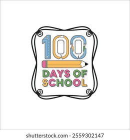 100 Days of School Celebration Design with Vibrant Colors
Playful '100 Days of School' Retro-Style Illustration
