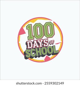 100 Days of School Celebration Design with Vibrant Colors
Playful '100 Days of School' Retro-Style Illustration
