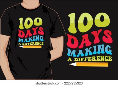 100 days of school colorful t shirt design vector