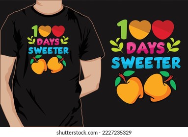 100 days of school colorful t shirt design vector