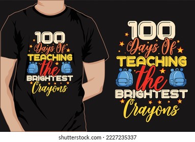 100 days of school colorful t shirt design vector